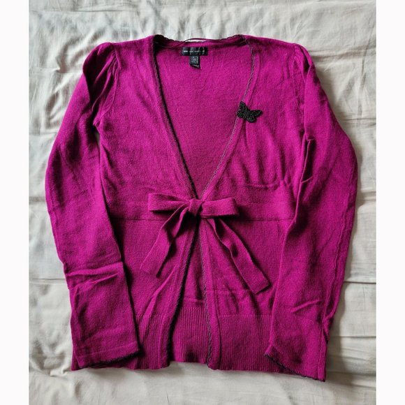 Mango Sweaters - MNG fuchsia angora-blend cardigan (Size S)
